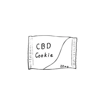 Edible marijuana cookie in a pack. Vector illustration Isolated on a white .. Stock Illustration