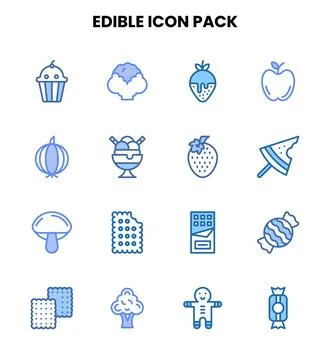 Edible Two Colour Graphics Icons Pack Stock Illustration
