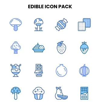 Edible Two Colour Scalable Icons Pack Stock Illustration