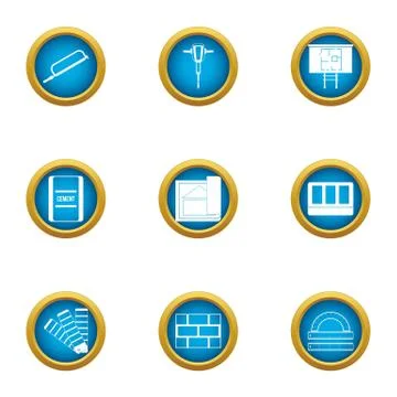 Edifice icons set, flat style Ilustración de archivo
