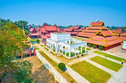 The edifices of the Mandalay Palace in Myanmar Stock Photos