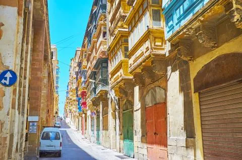 The edifices in St Dominic street, Valletta, Malta Stock Photos
