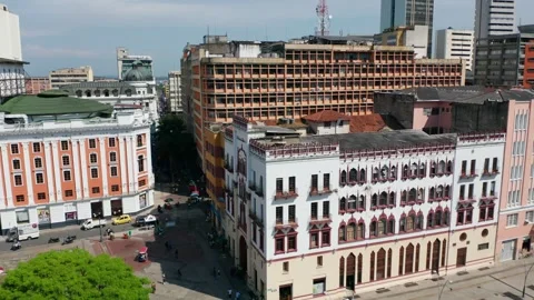 Edificio Coltabaco History Museum Cali Colombia Aerial Shot Downtown City Center 库存影片 245329371