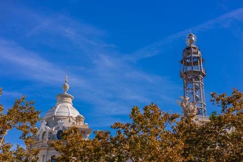 The Edificio de Correos y Tel grafos Central Post Office in Valencia is a grand Stock Photos