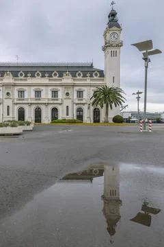The Edificio del Reloj clock tower, port of Valencia, Spain Stock Photos