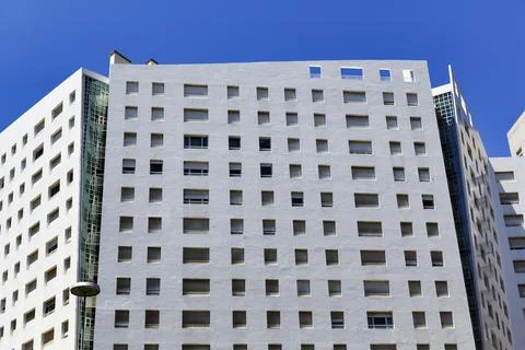 Edificio Gil Eanes apartment building modern architecture in the Parque das Fotos de archivo