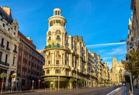 The Edificio Grassy, a landmark of Madrid - Spain Stock Photos
