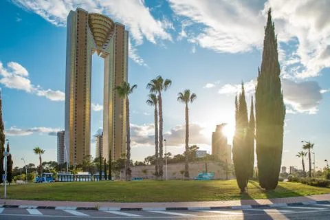 Edificio INTEMPO Benidorm fifth highest building of Spain Stock-Fotos