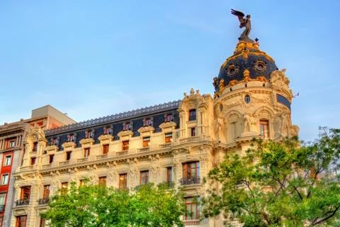 The Edificio Metropolis, a historic building in Madrid, Spain Stock Photos
