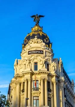 The Edificio Metropolis, a historic building in Madrid, Spain Stock Photos