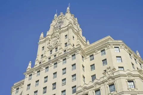  Edificio Telefonica, Gran Via, Centro, Madrid, Spanien *** Edificio Telef... Stock Photos