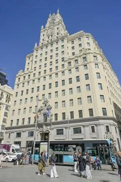  Edificio Telefonica, Gran Via, Centro, Madrid, Spanien *** Edificio Telef... Stock Photos