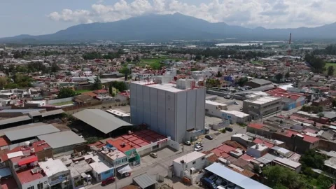Edificio Telmex building in aerial view on sunny summer day Stock Footage 297053704