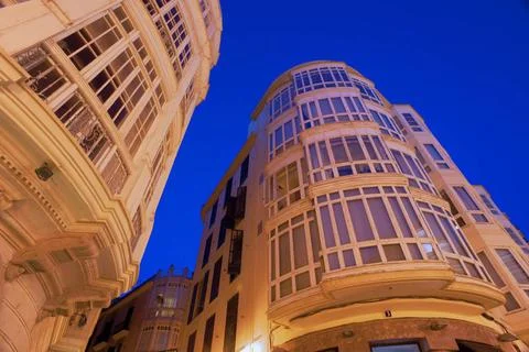 Edificios Modernistas en la calle Peraires.Palma.Mallorca.Baleares.Espana.... Stock Photos