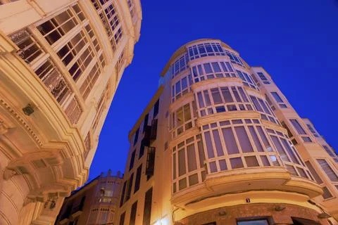 Edificios Modernistas en la calle Peraires.Palma.Mallorca.Baleares.Espana Stock Photos