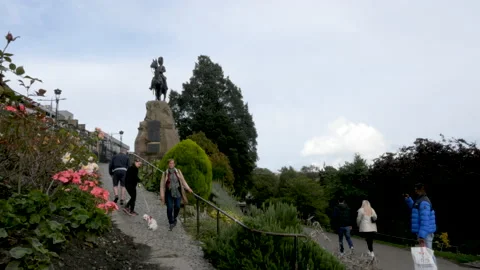Edimburgh, Scotland, view of the Allan Ramsay Monument Stock Footage 217402012