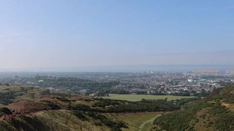 Edinburgh from Arthur's Seat Stock Footage 341107034