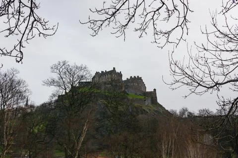 Edinburgh caste in Scotland in the top of the sill Stock Photos