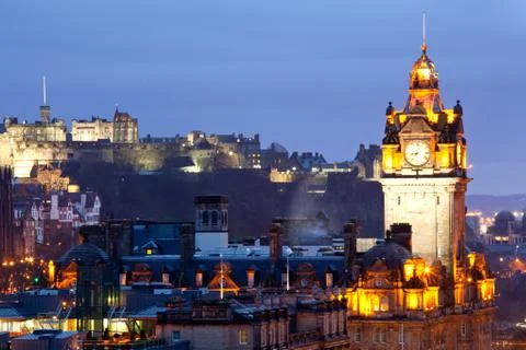 Edinburgh castle and skylines Stock Photos