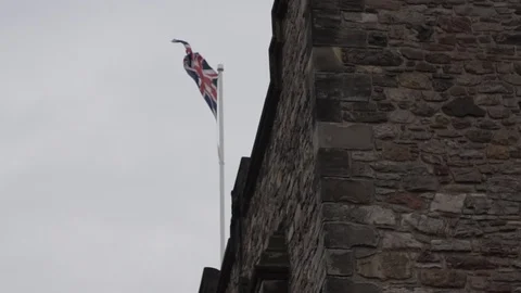 Edinburgh Castle Flag 2 Stock Footage 122951900