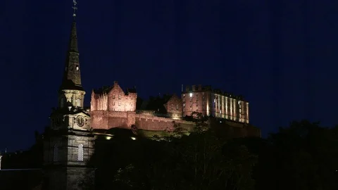 Edinburgh Castle at Night (4k) Video stock 77406266