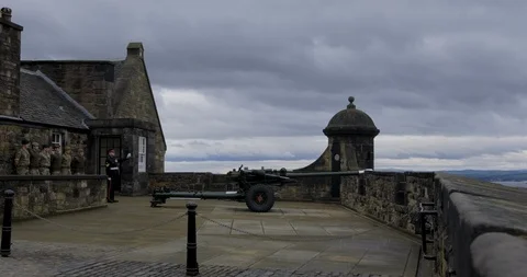 Edinburgh Castle - One O'Clock Gun Preparing to Fire Stock Footage 127010484