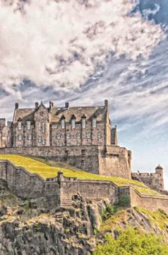 Edinburgh Castle Painting 스톡 일러스트