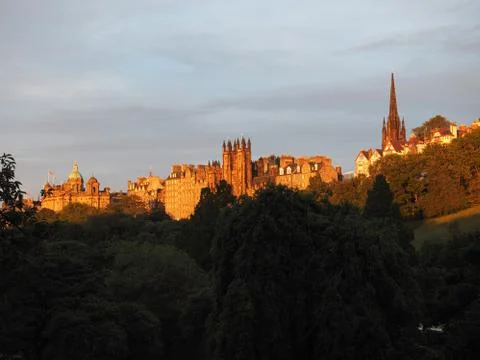 Edinburgh castle at sunset Stock Photos