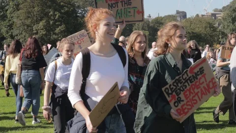 Edinburgh Climate March (3rd Global) Stock Footage 117827832