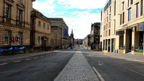 Edinburgh Lockdown Covid 19 Coronavirus no traffic George 1V Bridge Scotland Stock Footage 130070126