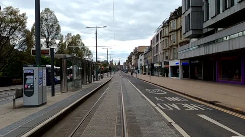 Edinburgh Lockdown Covid-19 Coronavirus Deserted Princes Street Scotland UK Stock Footage 130305401
