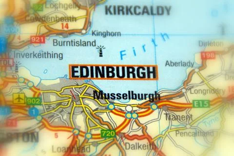 Edinburgh on a map Stock Photos