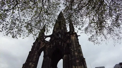 Edinburgh Monument 4K Tracking Shot Handheld Scotland Stock Footage 185501816