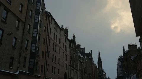 Edinburgh old  building silhouette Stock Footage 128276013