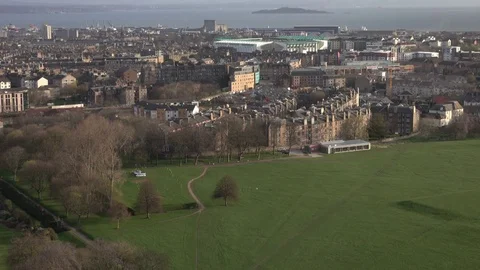 Edinburgh Palace of Holyrood elevated Pan 4K Stock Footage