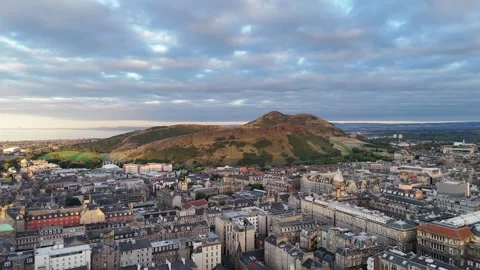 Edinburgh Panorama Drone Video panning to show entire city Stock Footage 286761453