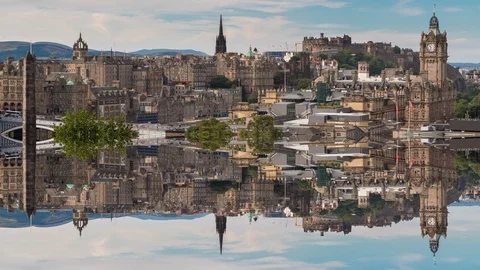 Edinburgh reflection in old town Video stock 88988516