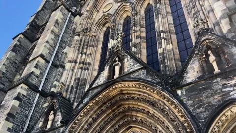 Edinburgh St. Giles Cathedral Gothic Entrance Details Stock Footage 313738044