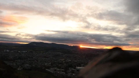 Edinburgh Sunset from Arthurs Seat Stock Footage 87222757