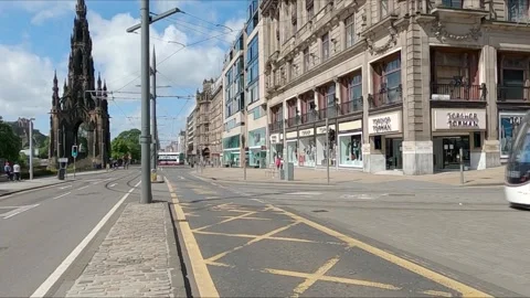 Edinburgh Tram approaching from St Andrews Square Scotland UK Stock Footage 131071453