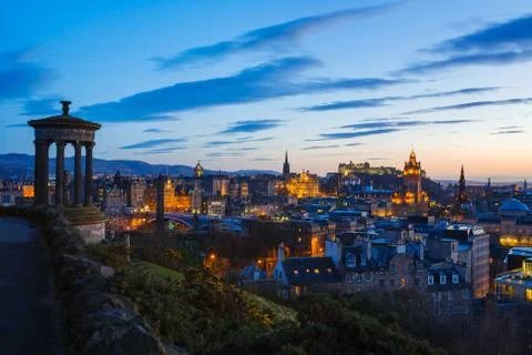 Edinburgh twilight skyline Stock Photos