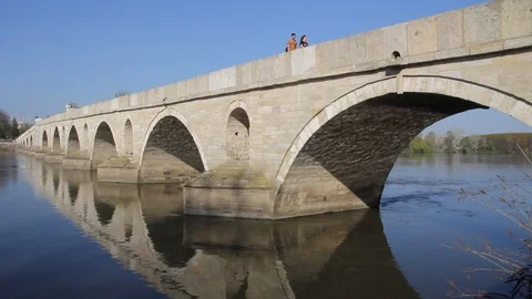 Edirne bridge of architect sinan Stock Footage 102536432