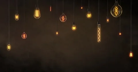 Edison / filament lightbulbs flickering. Looping 3D animation. Stock Footage 297290836