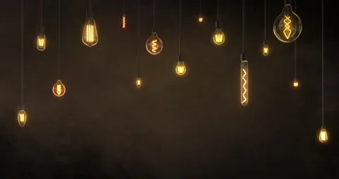 Edison / filament lightbulbs swinging. Looping 3D animation. Stock Footage 297290834