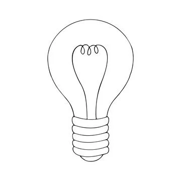 Edison light bulb coloring book line art. Lighting fixture, glass incandescen Stock Illustration