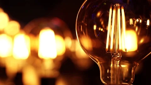 Edison Light Bulbs Pulsing  Black Background Dj disco night club retro red lamp 스톡 동영상 107340415