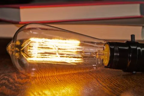 Edison Lightbulb Books Stock Photos