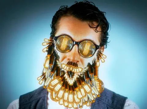 Edison Lightbulbs Beard Stock Photos