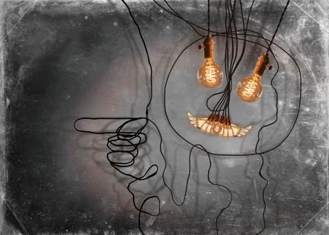 Edison Lightbulbs Face Stock Photos