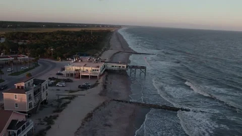 Edisto Beach sunset towards US flag 動画素材 156763659